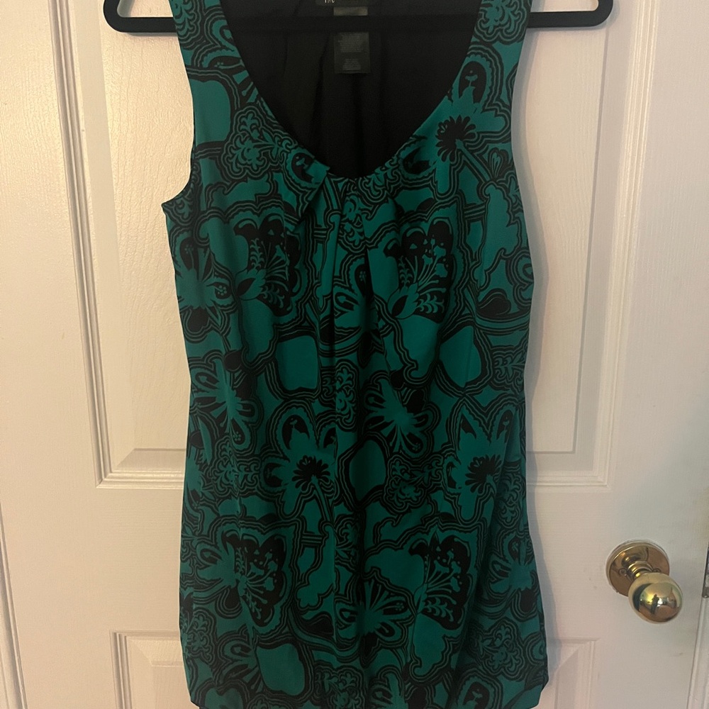 INC International Concepts Teal and Black Floral Blouse